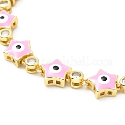 Прозрачный кубический цирконий и эмалированная звезда с браслетом-слайдером со звеньями от сглаза BJEW-A127-03G