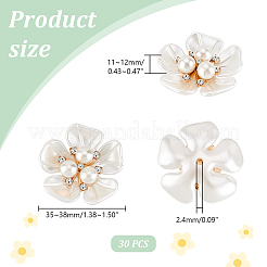 30 шт. искусственный жемчуг из АБС-пластика со стеклянными стразами&nbsp;KY-GA0001-29