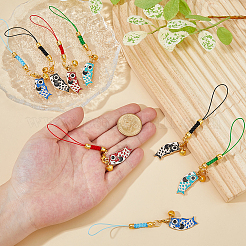 8 шт. 4-цветные эмалевые ремешки для мобильных телефонов&nbsp;HJEW-DC00098