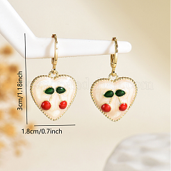 Серьги-кольца из латуни с сердцем и вишней&nbsp;UQ5961-2