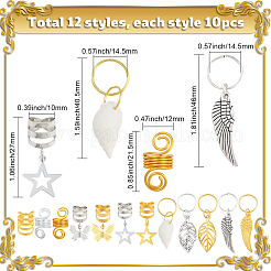 120 шт. 12 стиля дреды из сплава и железа украшения для волос кольца&nbsp;OHAR-SC0001-18B