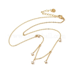 Ожерелья с кисточками из нержавеющей стали 304 с прозрачным кубическим цирконием для женщин&nbsp;NJEW-U031-10G