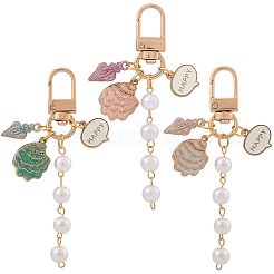 2 комплект подвесных украшений из сплава раковины и эмали&nbsp;HJEW-SC0002-02