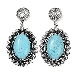 Серьги-гвоздики из сплава синтетической бирюзы&nbsp;EJEW-U053-01AS