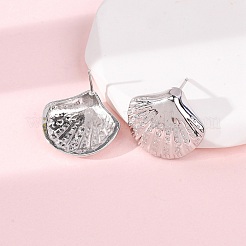 Серьги-гвоздики в форме ракушки из латуни&nbsp;EJEW-H165-02B-P