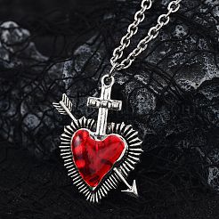 Ожерелья с подвеской из темно-красной эмали для Хэллоуина для мужчин&nbsp;XF6660-5