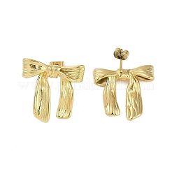 Серьги-гвоздики с бантом из нержавеющей стали 304 с ионным покрытием (IP) для женщин&nbsp;EJEW-K281-23G