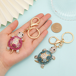 2 шт. 2 цвета симпатичный брелок-подвеска со стразами в виде черепахи&nbsp;KEYC-CA0001-48