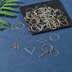 Наборы для самостоятельного изготовления шестиугольных/каплевидных/треугольных латунных сережек-подвесок&nbsp;DIY-FS0007-62