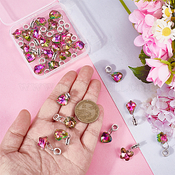 30 шт. 6 стиля гальванизированные стеклянные европейские подвески-шармы&nbsp;HJEW-PH02219