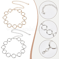 2 шт. 2-цветный сплав цепочка с кольцом поясной ремень&nbsp;AJEW-CN0002-80B