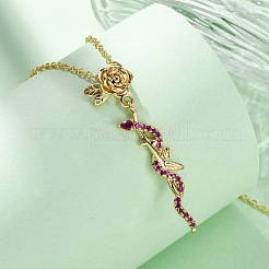 Латунные микропаве камелия кубический цирконий цветок змея подвеска ожерелья&nbsp;NJEW-S438-02D-G