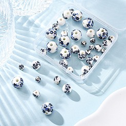 40шт 4 стиля фарфоровые бусины ручной работы с принтом&nbsp;PORC-FP0001-06