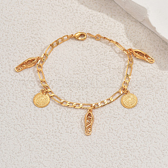 Модные старинные латунные браслеты с подвесками в виде монет и вышитых туфель&nbsp;YO5968