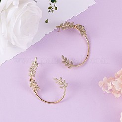 Прозрачные серьги-гвоздики с кубическим цирконием в виде листьев&nbsp;EJEW-SZ0001-82