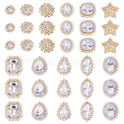 100 шт. пришивные стразы в форме капли/сердца/звезды&nbsp;GACR-TA0001-07A