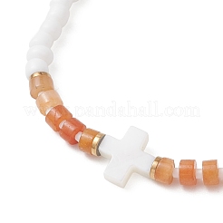 Эластичные браслеты из натуральных драгоценных камней и стеклянного бисера&nbsp;BJEW-JB13306