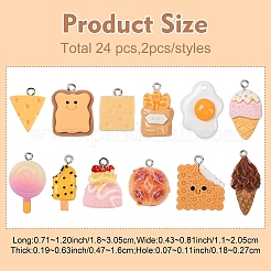 24шт 12 стиля непрозрачные подвески из смолы&nbsp;CRES-YW0001-34