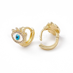 Прозрачные кубические циркониевые серьги-кольца с эмалью от сглаза&nbsp;EJEW-I270-12G-05