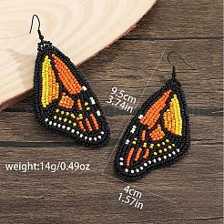 Серьги-подвески ручной работы из стекла с зелеными крыльями бабочки в стиле бохо&nbsp;FV2215