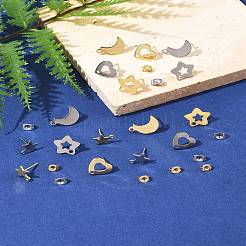 16 шт. 8 стиля фурнитуры для сережек-гвоздиков из нержавеющей стали 304&nbsp;STAS-FS0001-86