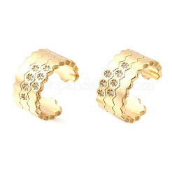 Латунные серьги-манжеты из прозрачного кубического циркония&nbsp;EJEW-F370-32G