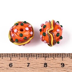 Бусины ручной работы в технике лэмпворк с неровностями&nbsp;LAMP-T022-05B