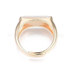 Прямоугольное регулируемое кольцо из натуральной ракушки RJEW-T001-97G