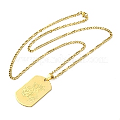 Женское ожерелье из нержавеющей стали 201 с прямоугольной цепью панцирного плетения и подвеской в виде дракона&nbsp;LS-NJEW-M008-03G