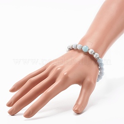 Браслет из натуральных смешанных камней и синтетического говлита с круглыми бусинами BJEW-JB06919