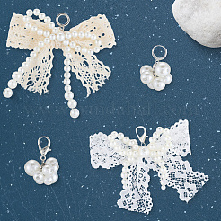 8 шт. 4 стиля подвесные украшения из искусственного жемчуга и полиэстера из АБС-пластика&nbsp;HJEW-GF0001-53