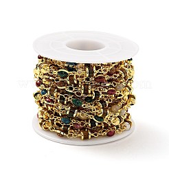 Колонна из натурального тигрового глаза и красочная эмалированная цепочка из конского глаза&nbsp;CHC-G017-03G