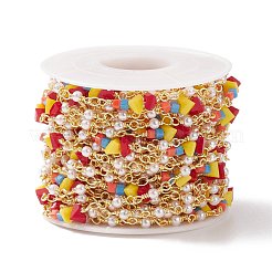 Цепочки ccb с искусственным жемчугом и стеклянными бусинами&nbsp;CHC-P009-13G