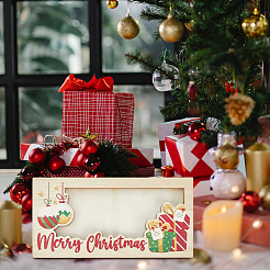 Держатель для денег в виде прямоугольника из дерева на рождественскую тематику&nbsp;AJEW-WH20006-282C