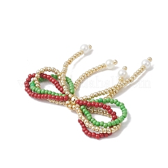 Рождественские подвески-бантики из стеклянных бисера&nbsp;PALLOY-MZ01059