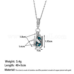 Ожерелья с подвесками в виде самолета и багажника из нержавеющей стали 304 с микропаве из прозрачных кубических цирконий&nbsp;FS-WG81D22-04