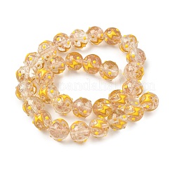 Светящиеся стеклянные бусины ручной работы с эмалью золотого песка&nbsp;LAMP-U004-08E