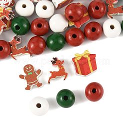 50 шт. рождественские деревянные бусины WOOD-FS0002-42