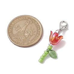 Подвесные украшения из стекла и акрила в форме лилии&nbsp;HJEW-JM01988