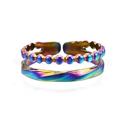 Полое широкое манжетное кольцо из нержавеющей стали 304&nbsp;RJEW-N038-100