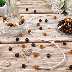 300 шт. 6-х цветные крашеные бусины из натурального дерева&nbsp;WOOD-PA0001-11