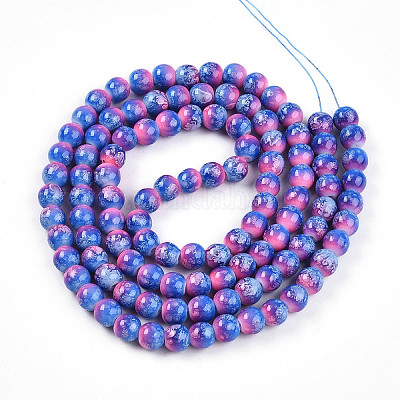 Выпечка окрашенные стеклянные бусины пряди DGLA-N008-8mm-02-1