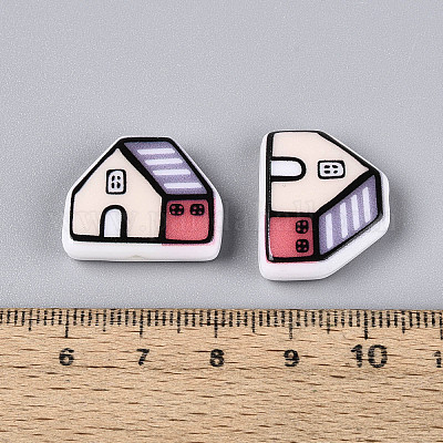 Печатные непрозрачные бусины из смолы&nbsp;RESI-N043-09B-03-1