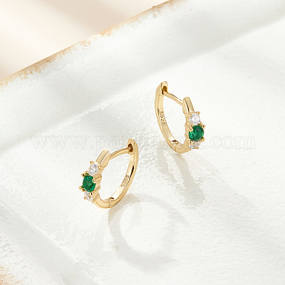 Серьги-кольца из настоящего серебра 18 карат с фианитами из 925 стерлингового серебра с микропаве TH4418-3-1