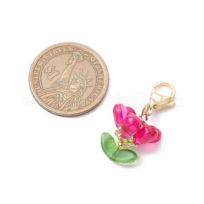 Подвесные украшения из стеклянных цветов HJEW-MZ00206-04-1