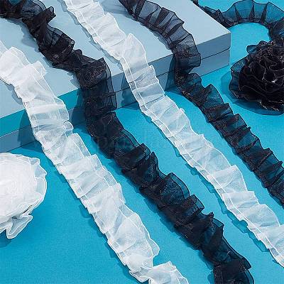 8 ярд 4 стилей двухслойной ткани с кружевной отделкой из чинлона&nbsp;DIY-PH0023-61-1