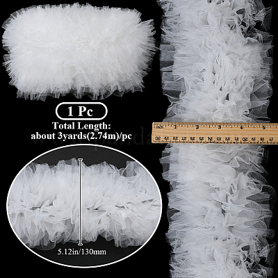 3 ярд плиссированной кружевной отделки из полиэстера&nbsp;OCOR-CY0001-02B-1