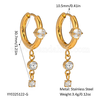 Элегантные серьги-кольца с кисточками из нержавеющей стали со стразами RZ2213-1-1