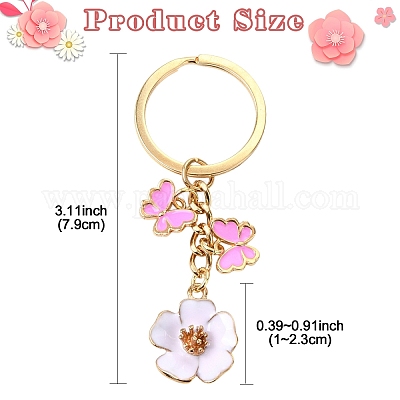 6шт. брелок для ключей с цветочным сплавом и эмалью&nbsp;KEYC-YW00171-01-1