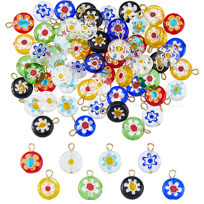 64 шт. подвески из стекла миллефиори ручной работы&nbsp;PALLOY-HS00030-1